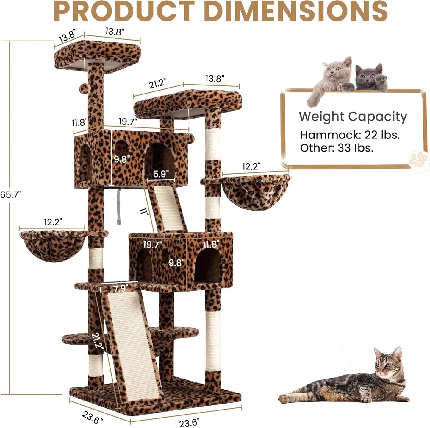 65in Larger Cat Tree for Indoor Kittie