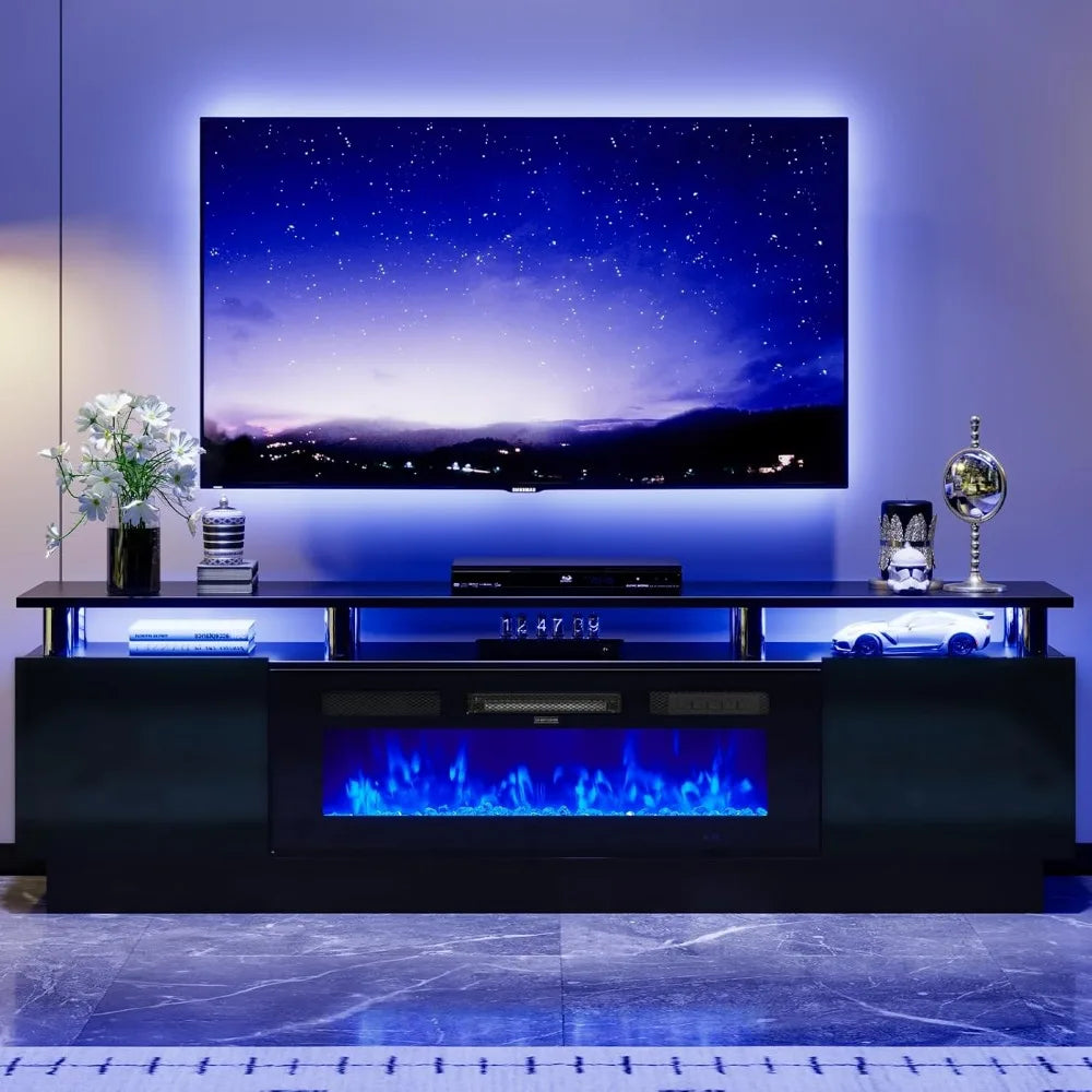 70-Inch TV Stand For Living Room, Entertainment Center With Storage,