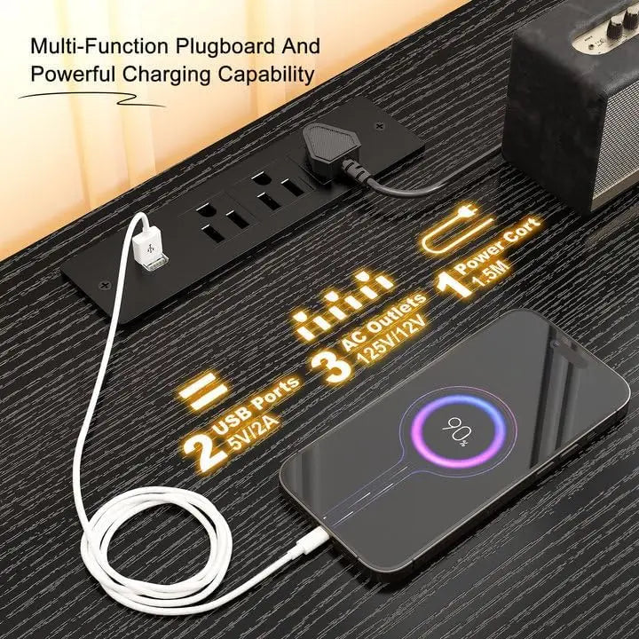 65" TV Entertainment Center11 Drawers, With 2 LED Lights.