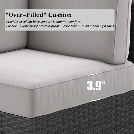 15 Piece Wicker Patio OUTDOOR Set with Fire Pit Table,