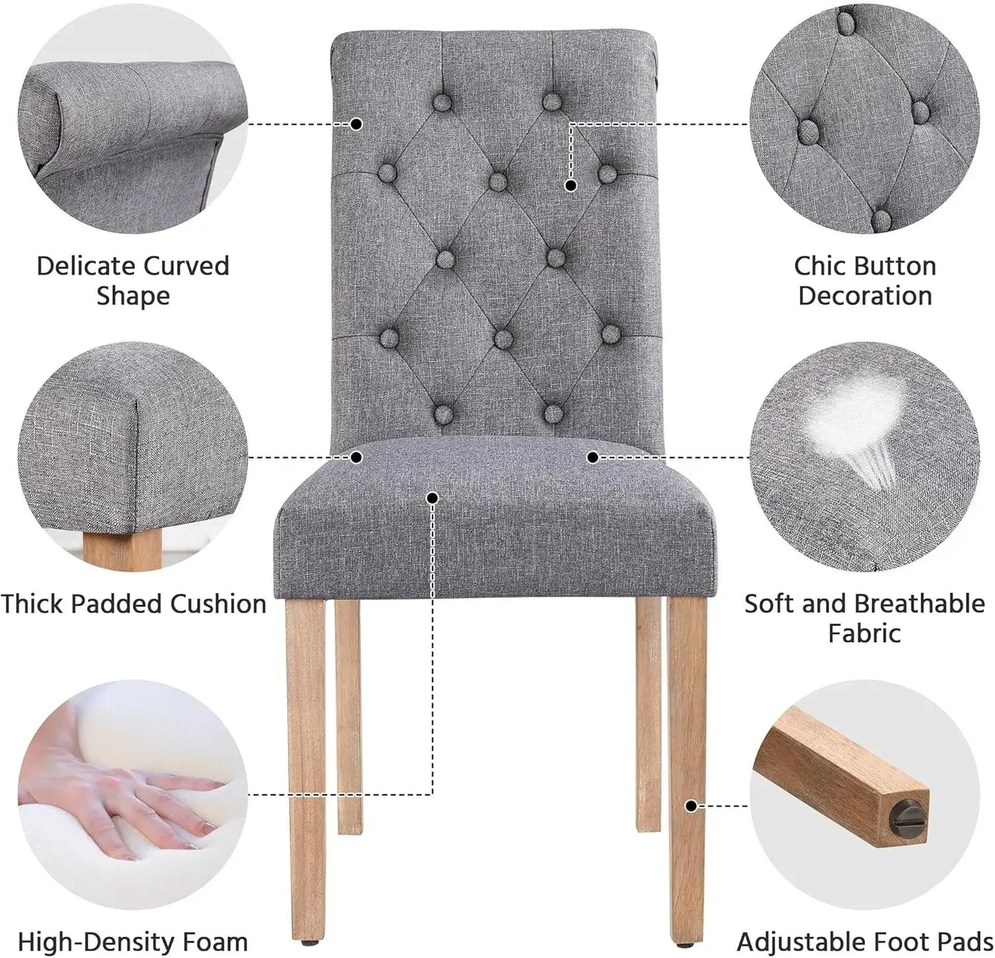 Dining Chairs Set of 6 Fabric Upholstered Kitchen Chairs