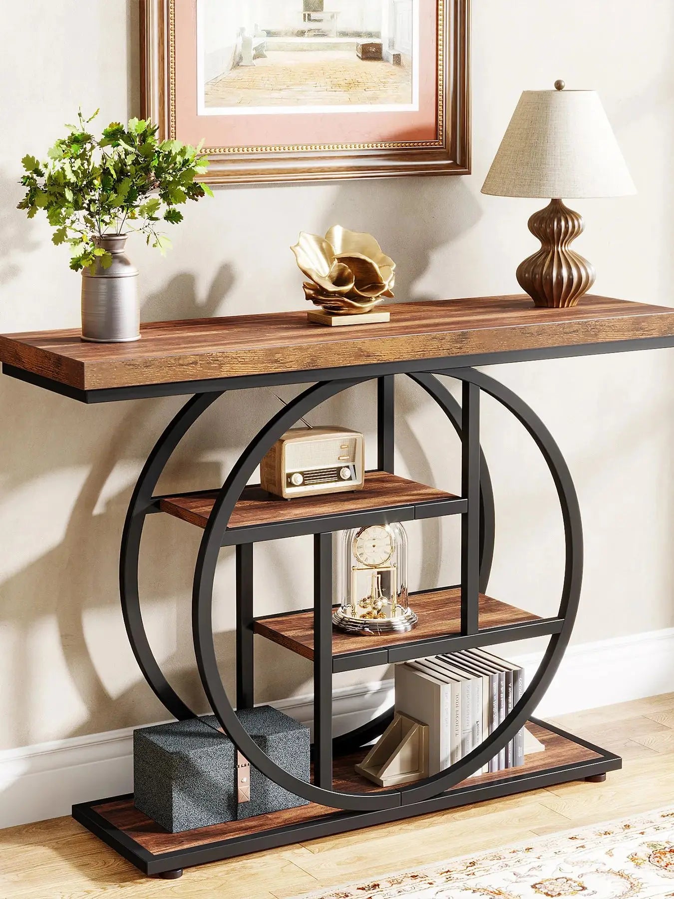 Console Table, 4-Tier Entryway Sofa Table,