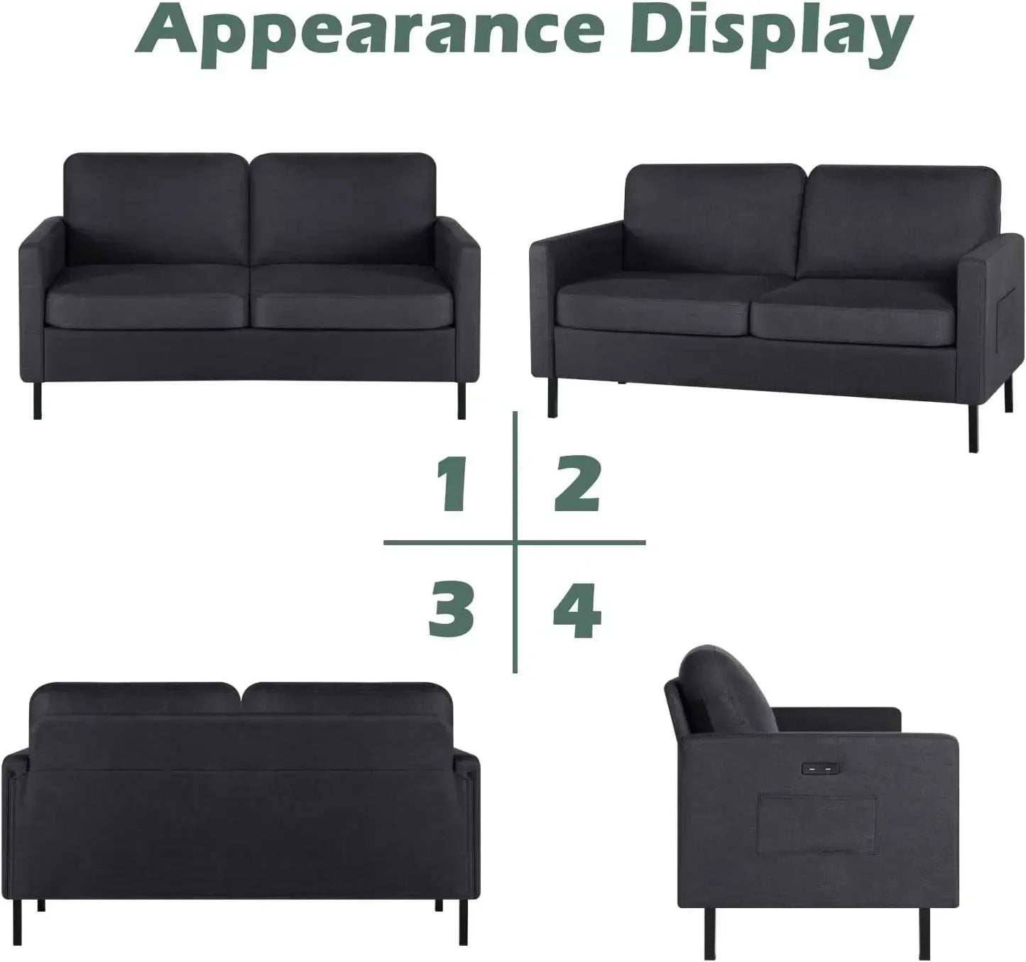 56" W Loveseat, For Living Room, Bedroom, Office