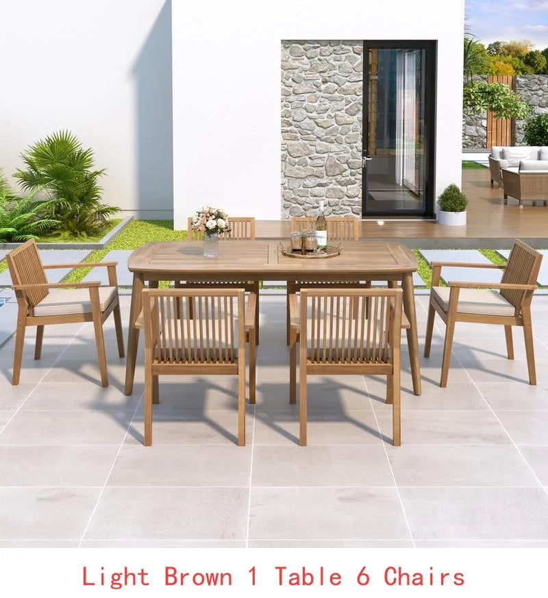 7-Piece Acacia Outdoor Dining Set - 70.75" Table