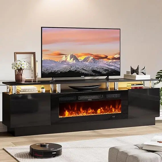 70-Inch TV Stand For Living Room, Entertainment Center With Storage,