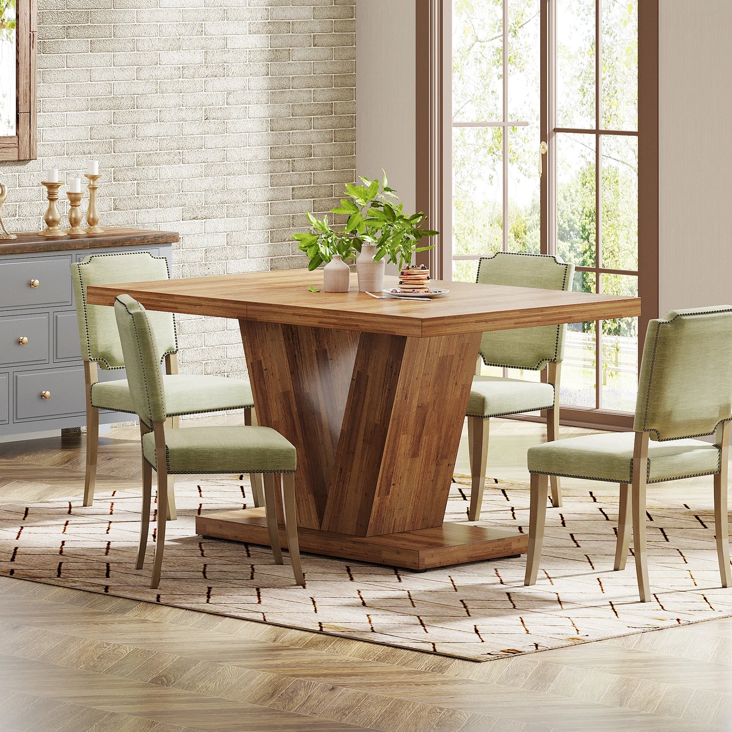 4-6, White Kitchen Dinner Table With Heavy Duty Pedestal,