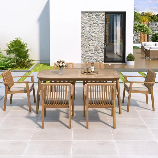 7-Piece Acacia Outdoor Dining Set - 70.75" Table