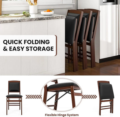Folding Dining Chairs Set of 2, Foldable Wood Kitchen Chairs.