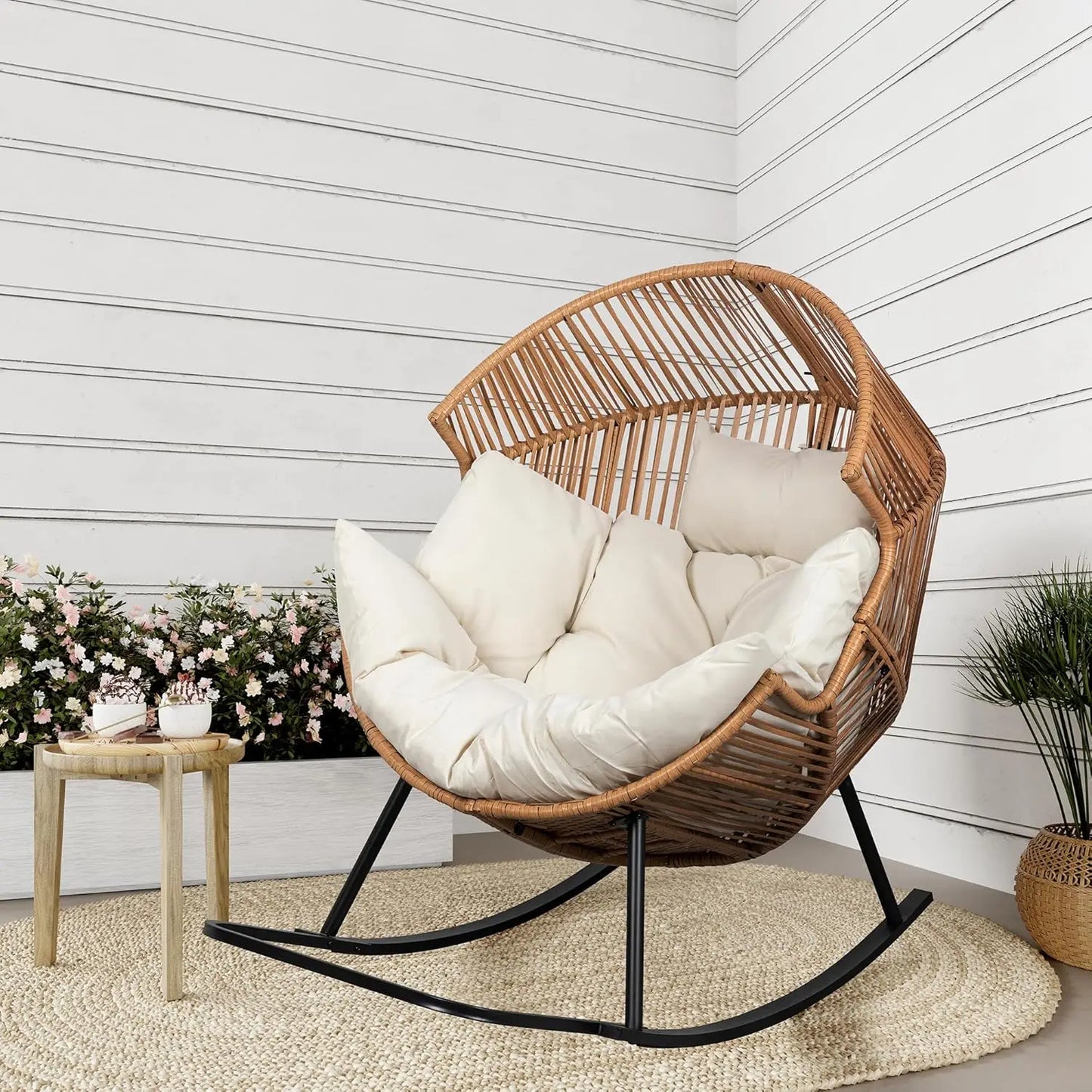 Wicker  Outdoor Rattan Patio Chair  with Cushion