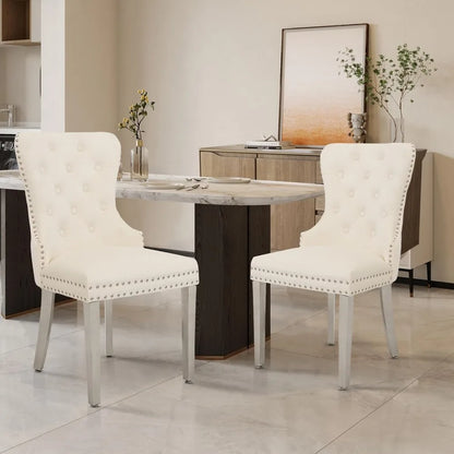 Velvet Dining Chairs Set of 4, With Stainless Steel Legs.