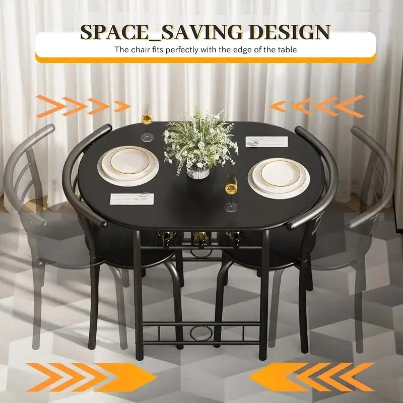 3-Piece Wooden Round Dining Table Set,2 Chairs
