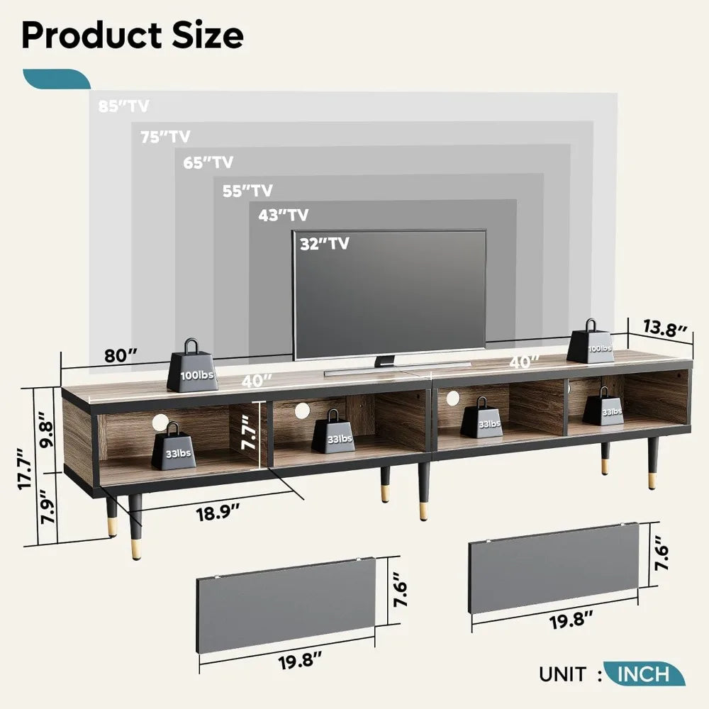 Modern TV Stand - Entertainment Center With Storage And Sliding Doors.
