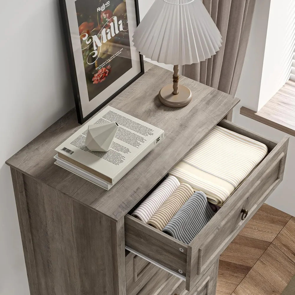 Farmhouse Vertical Chest of 6 Drawers for Bedroom, 52" Tall