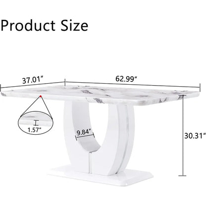 63" Marble Dining Table Top for 6, Scratch Resistant