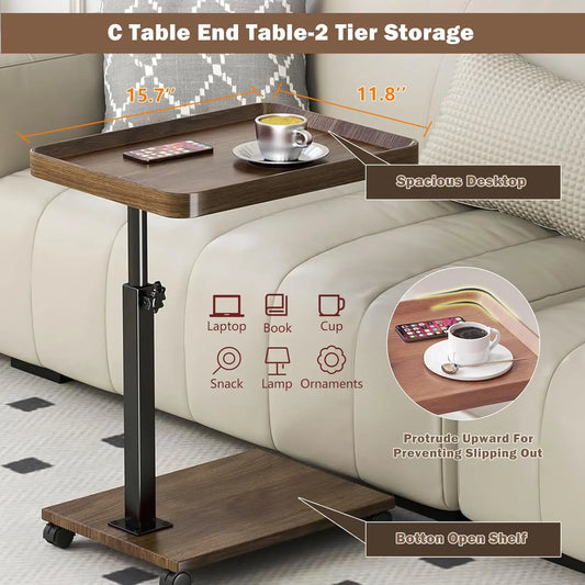 Couch Side Movable Table With Roller, Bedroom Table