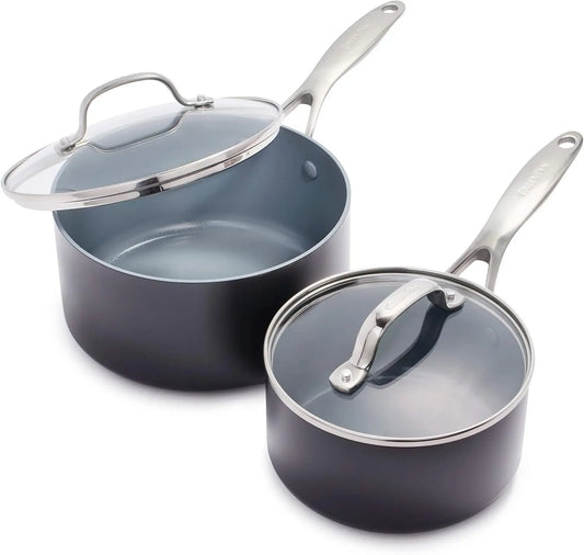 Ceramic Nonstick  3.3QT Saucepan Pot Set With Lids,