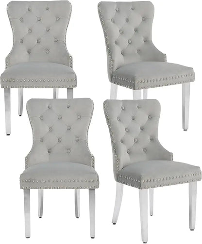 Velvet Dining Chairs Set of 4, With Stainless Steel Legs.