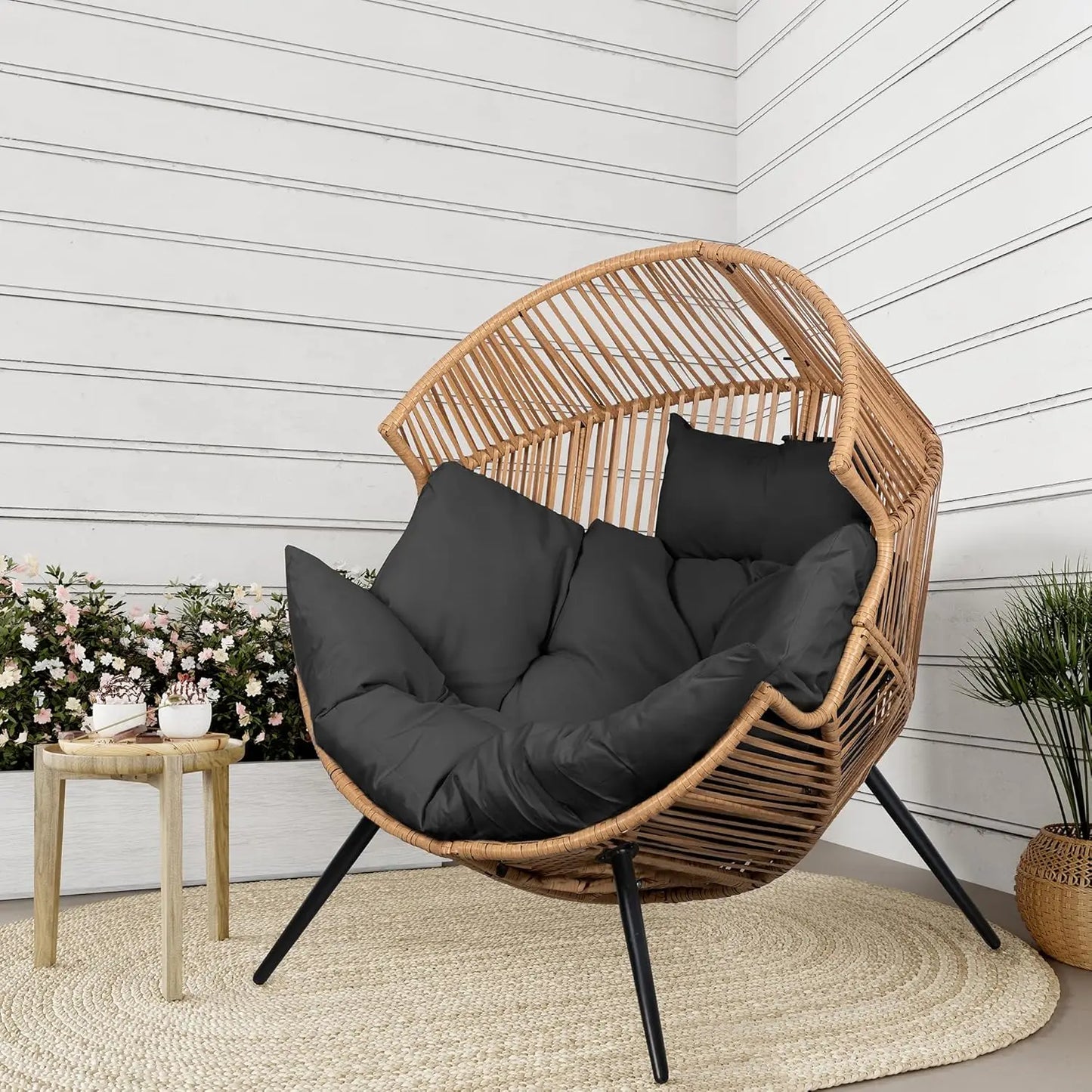 Wicker  Outdoor Rattan Patio Chair  with Cushion