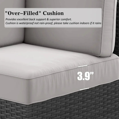 15 Piece Wicker Patio OUTDOOR Set with Fire Pit Table,