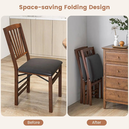 Folding Dining Chairs Set of 2, Foldable Wood Kitchen Chairs.