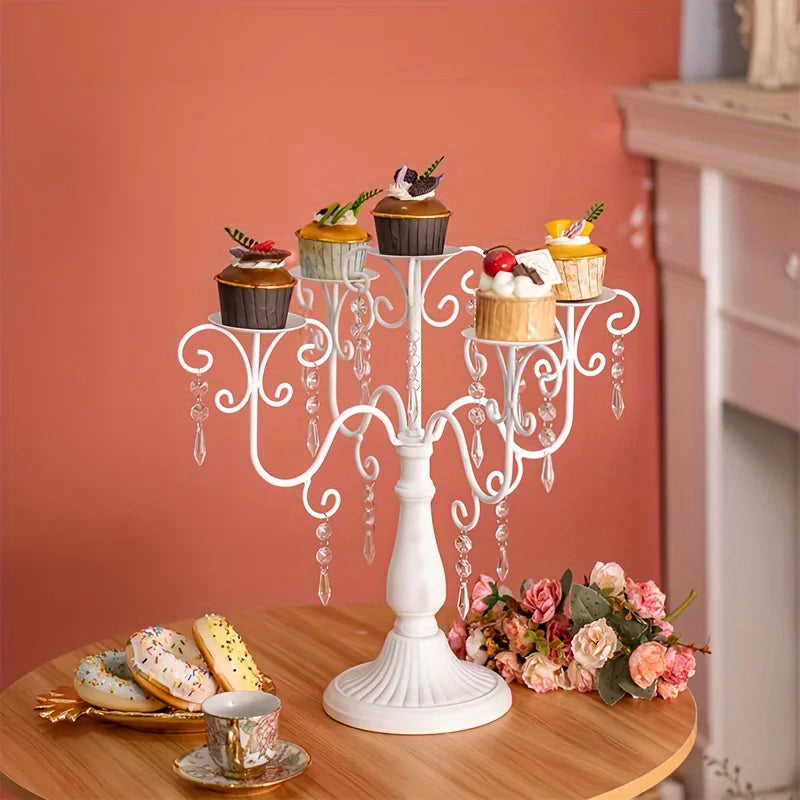 Metal Five Arm Candle Holder Set, 15.3-inch.