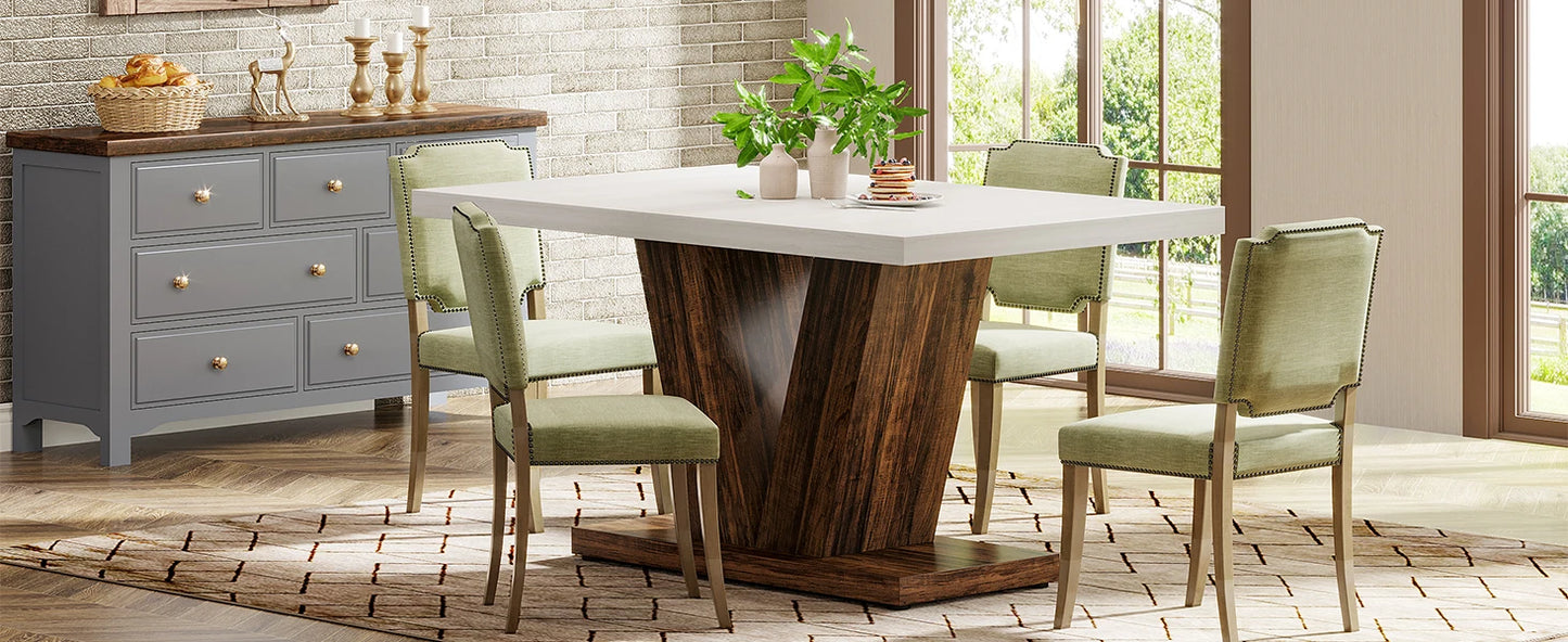 4-6, White Kitchen Dinner Table With Heavy Duty Pedestal,