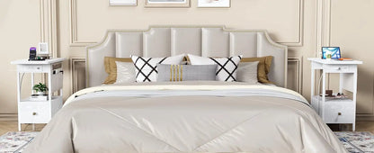 Charging Station, Narrow Nightstand Bedside Tables With Storage.