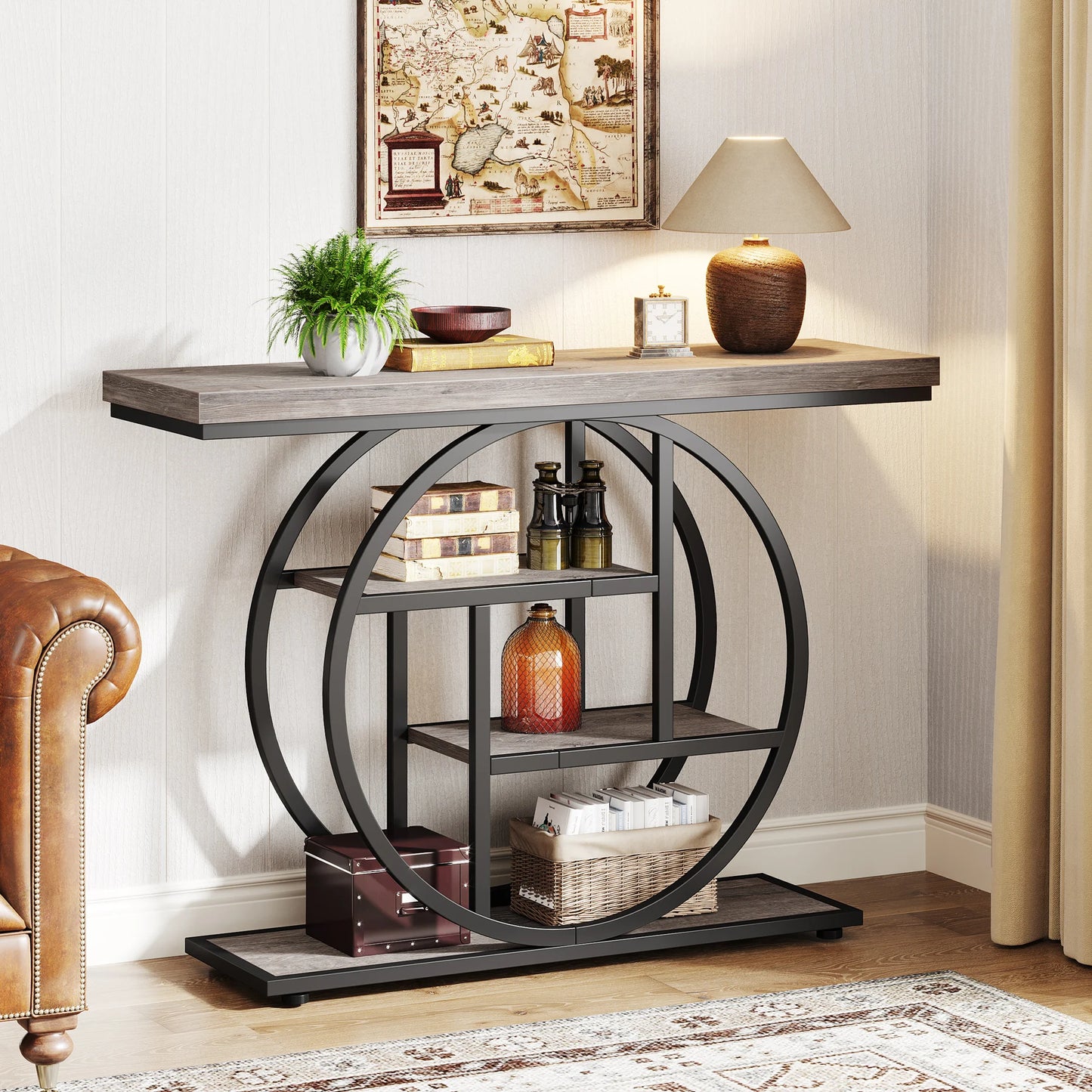 Console Table, 4-Tier Entryway Sofa Table,