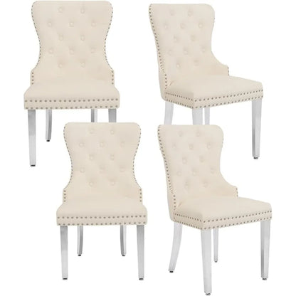 Velvet Dining Chairs Set of 4, With Stainless Steel Legs.