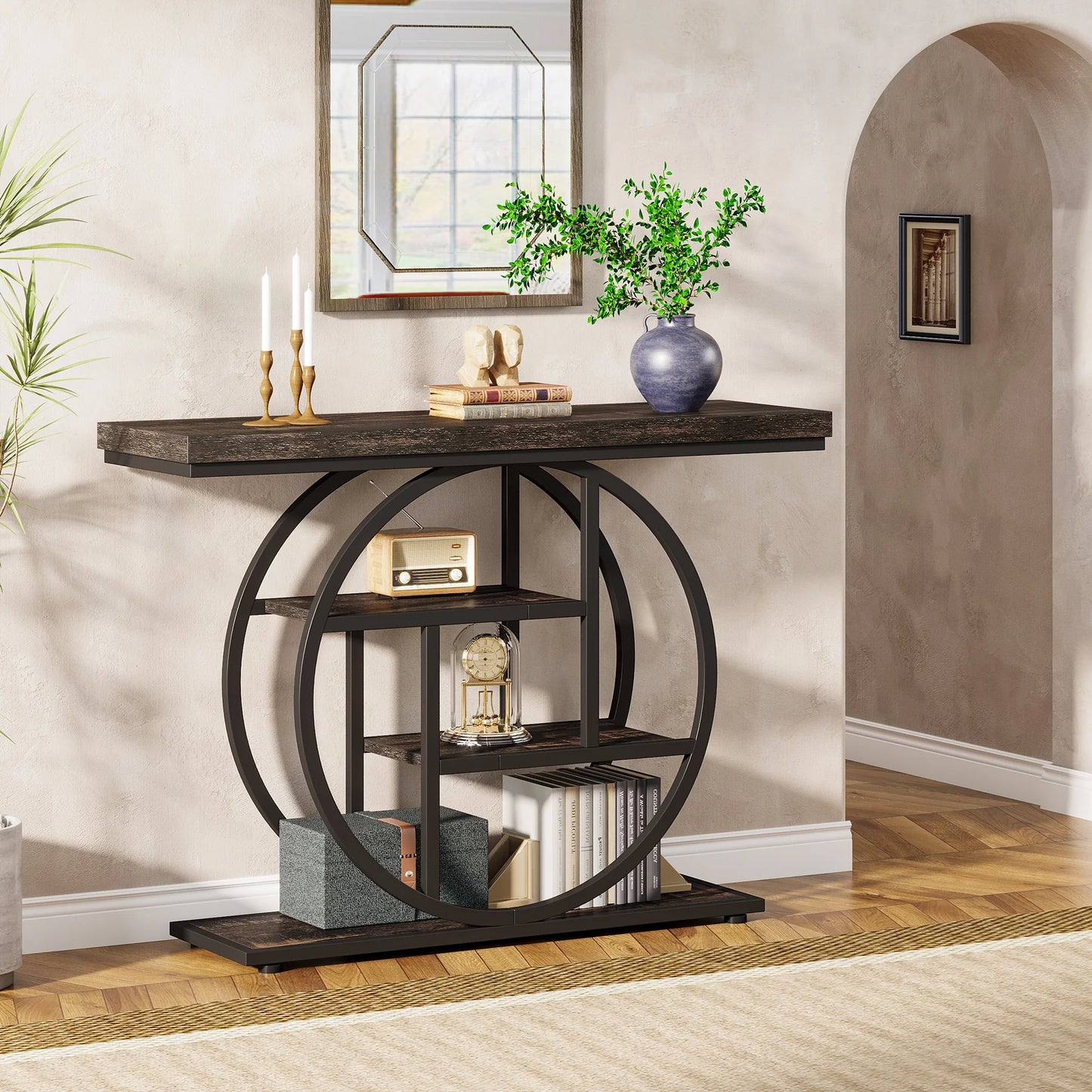 Console Table, 4-Tier Entryway Sofa Table,