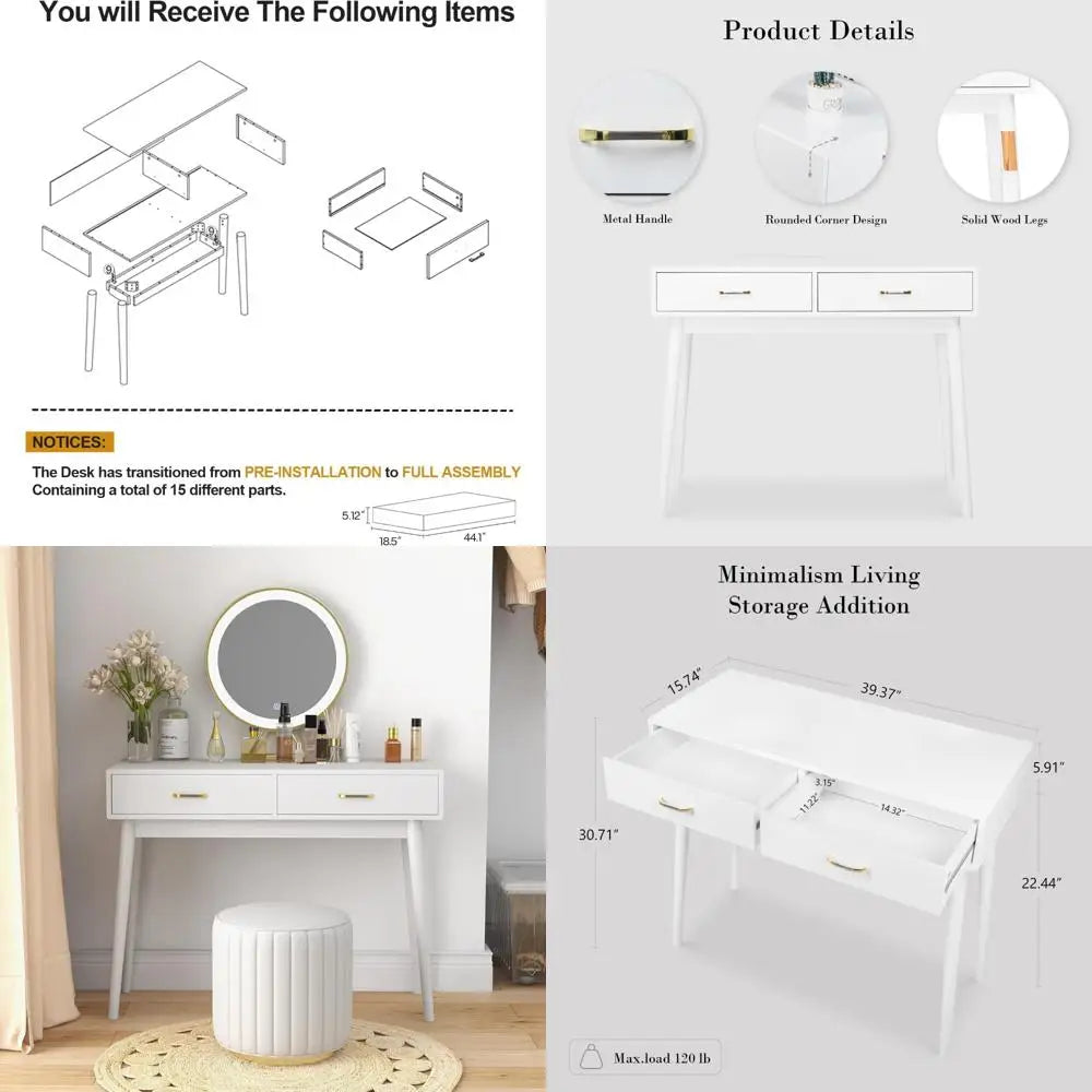 Office Or Bedroom, 4-Leg Vanity Desk.