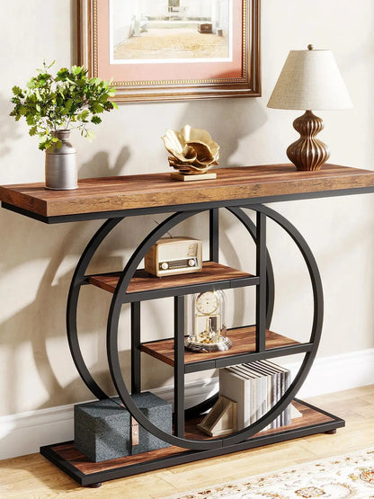 Console Table, 4-Tier Entryway Sofa Table,