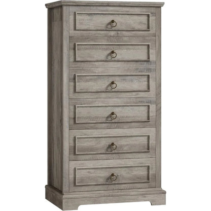 Farmhouse Vertical Chest of 6 Drawers for Bedroom, 52" Tall