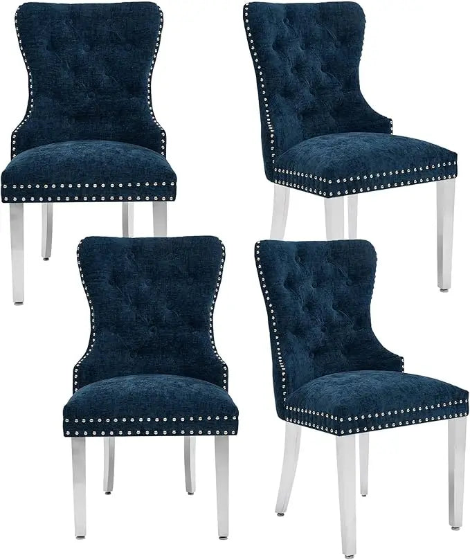 Velvet Dining Chairs Set of 4, With Stainless Steel Legs.