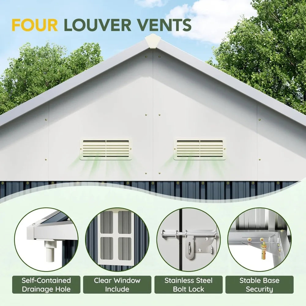 8X10FT  Steel  Shed  Lockable, Weather-Resistant