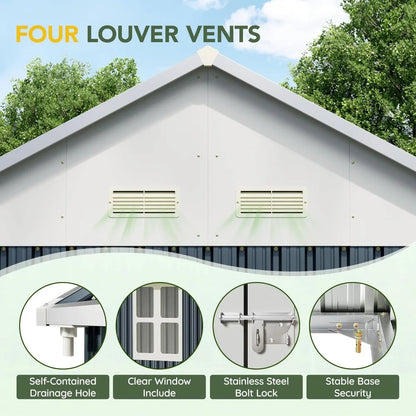 8X10FT  Steel  Shed  Lockable, Weather-Resistant