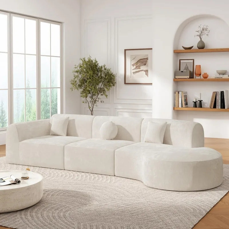 Modern Cloud Curved Polyester Sectional Sofa Set, 7 Seat.
