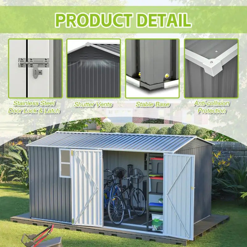 XL Heavy-Duty Steel Storage Shed 8x12 Ft
