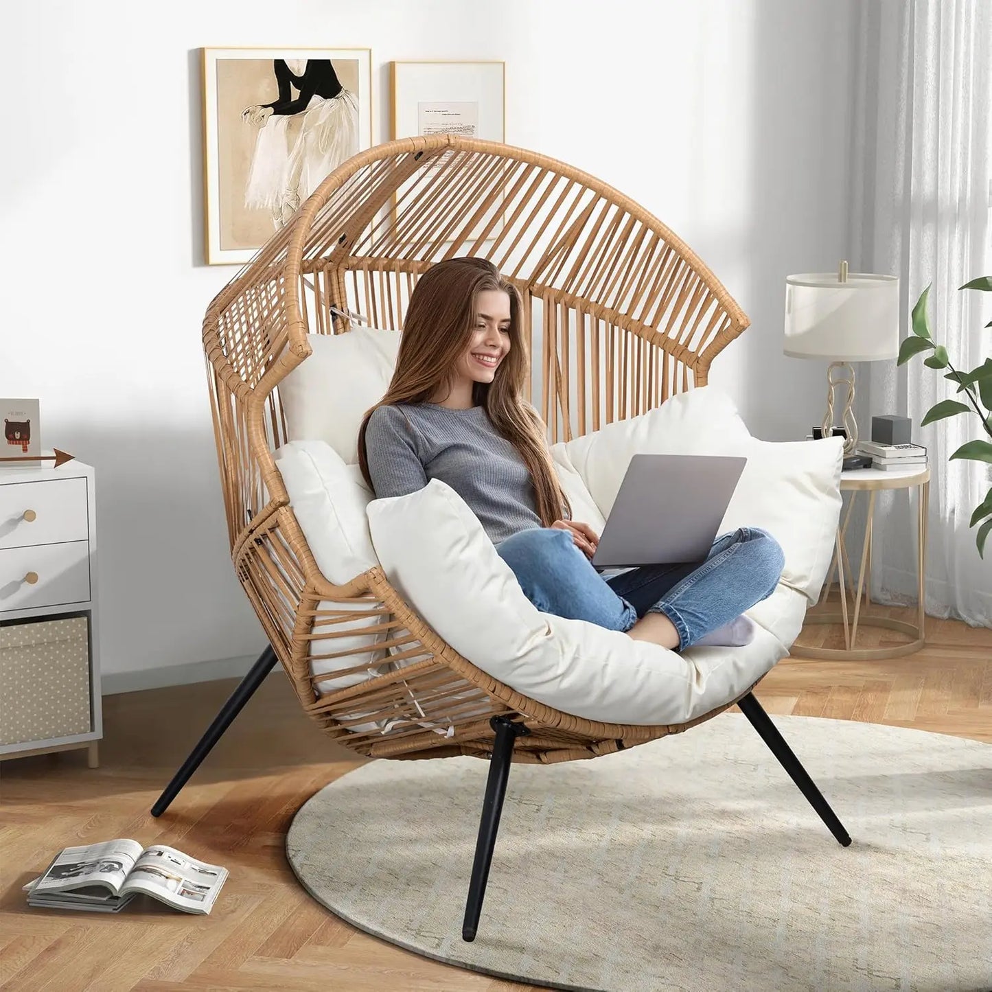 Wicker  Outdoor Rattan Patio Chair  with Cushion