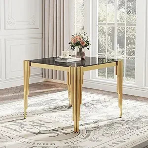 Square Tempered Glass Dining Table for 4 People,