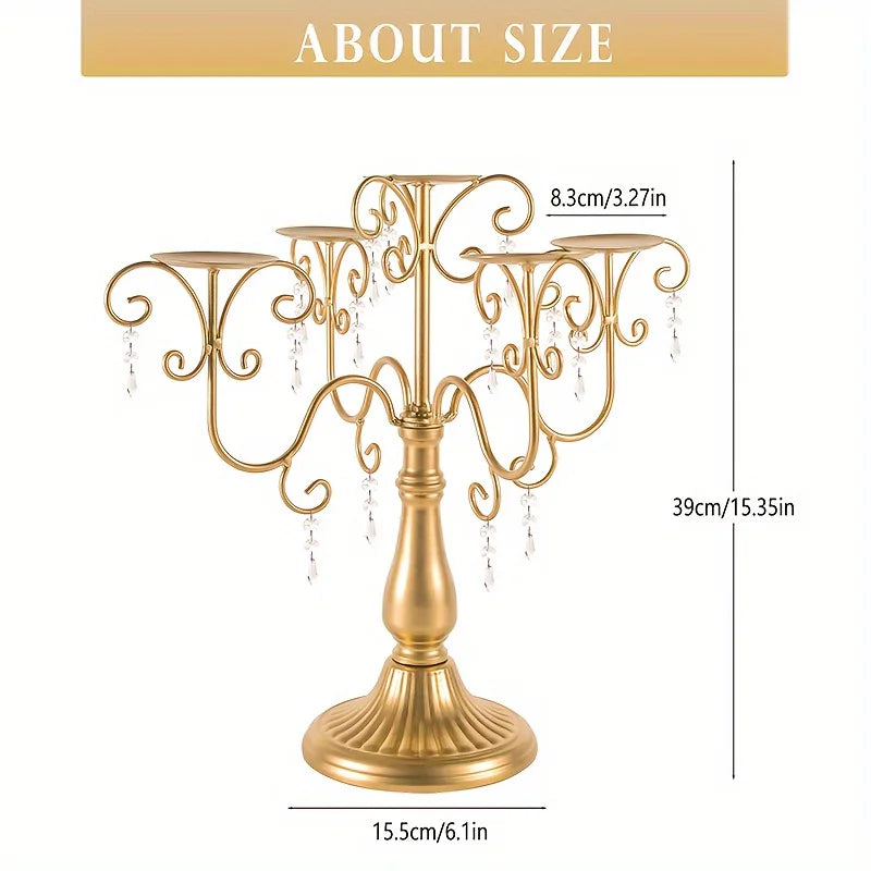 Metal Five Arm Candle Holder Set, 15.3-inch.