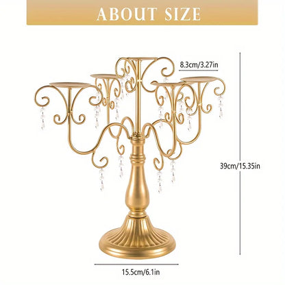 Metal Five Arm Candle Holder Set, 15.3-inch.