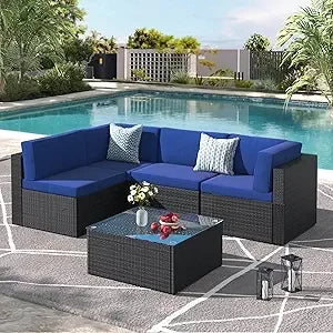 7 Piece Outdoor Wicker Patio Furniture Set,