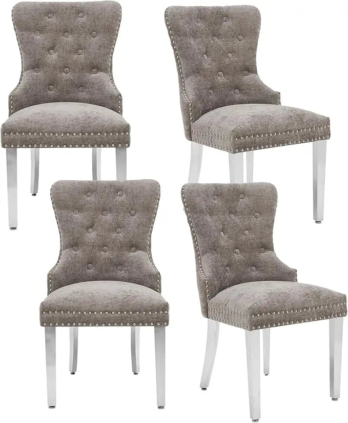 Velvet Dining Chairs Set of 4, With Stainless Steel Legs.