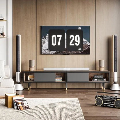 Modern TV Stand - Entertainment Center With Storage And Sliding Doors.