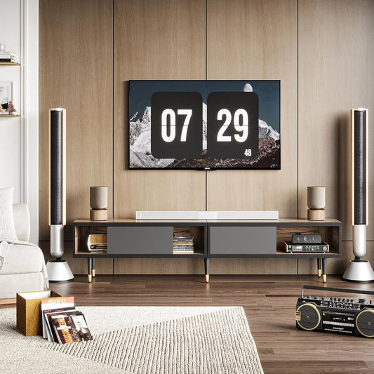 Modern TV Stand - Entertainment Center With Storage And Sliding Doors.