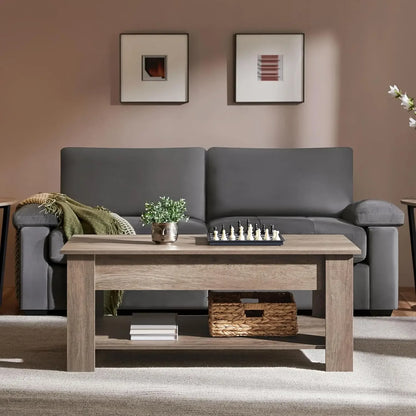 Lift Top Coffee Table With Hidden Compartment And Storage Shelf,