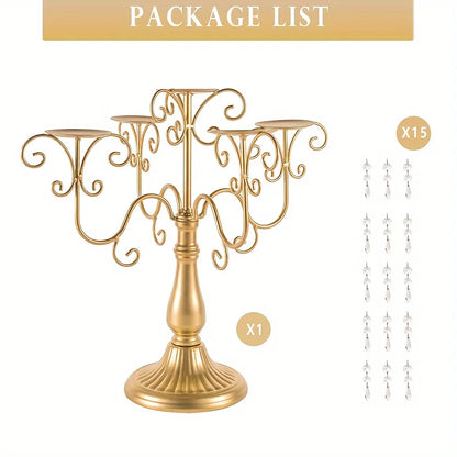 Metal Five Arm Candle Holder Set, 15.3-inch.