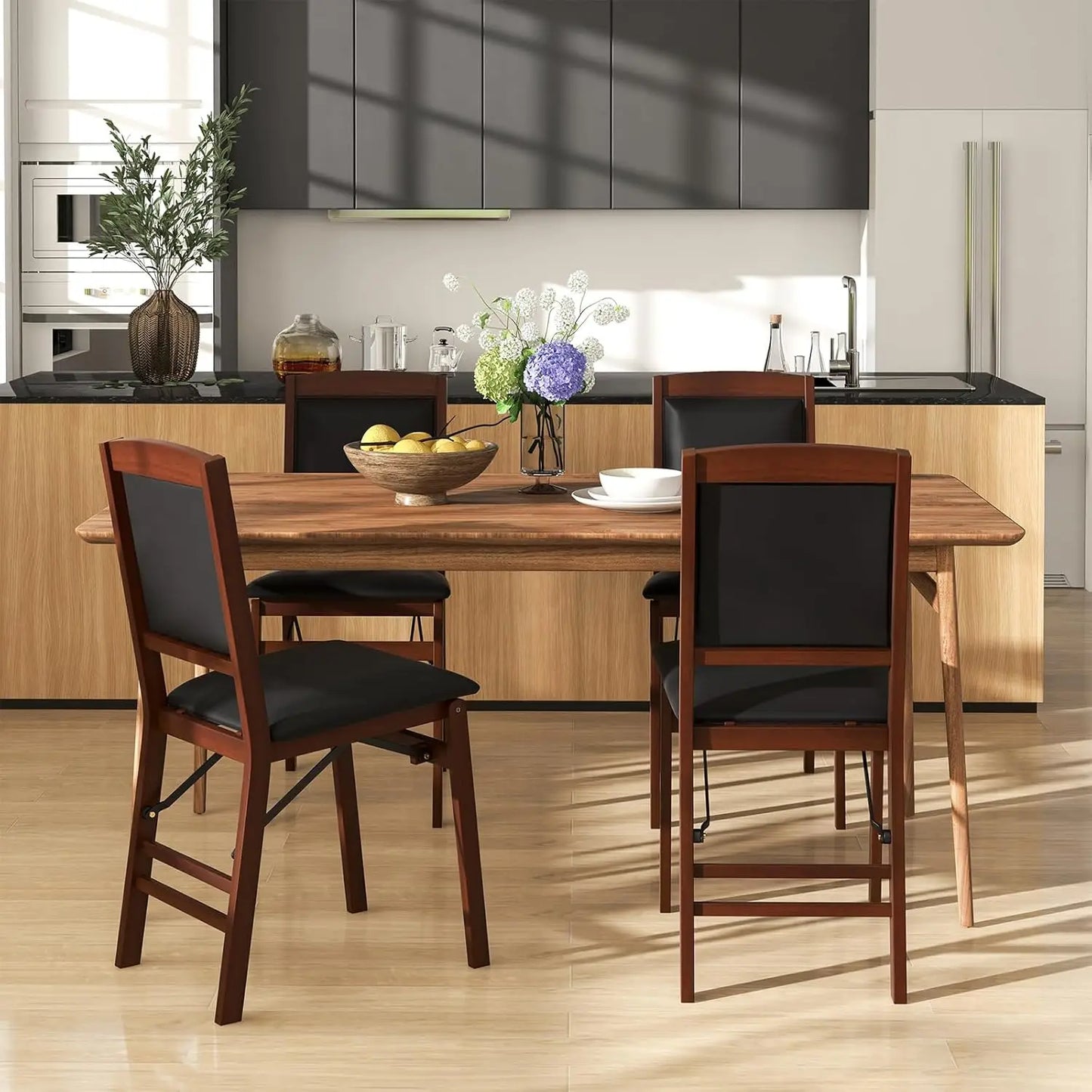 Folding Dining Chairs Set of 2, Foldable Wood Kitchen Chairs.