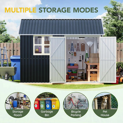8X10FT  Steel  Shed  Lockable, Weather-Resistant